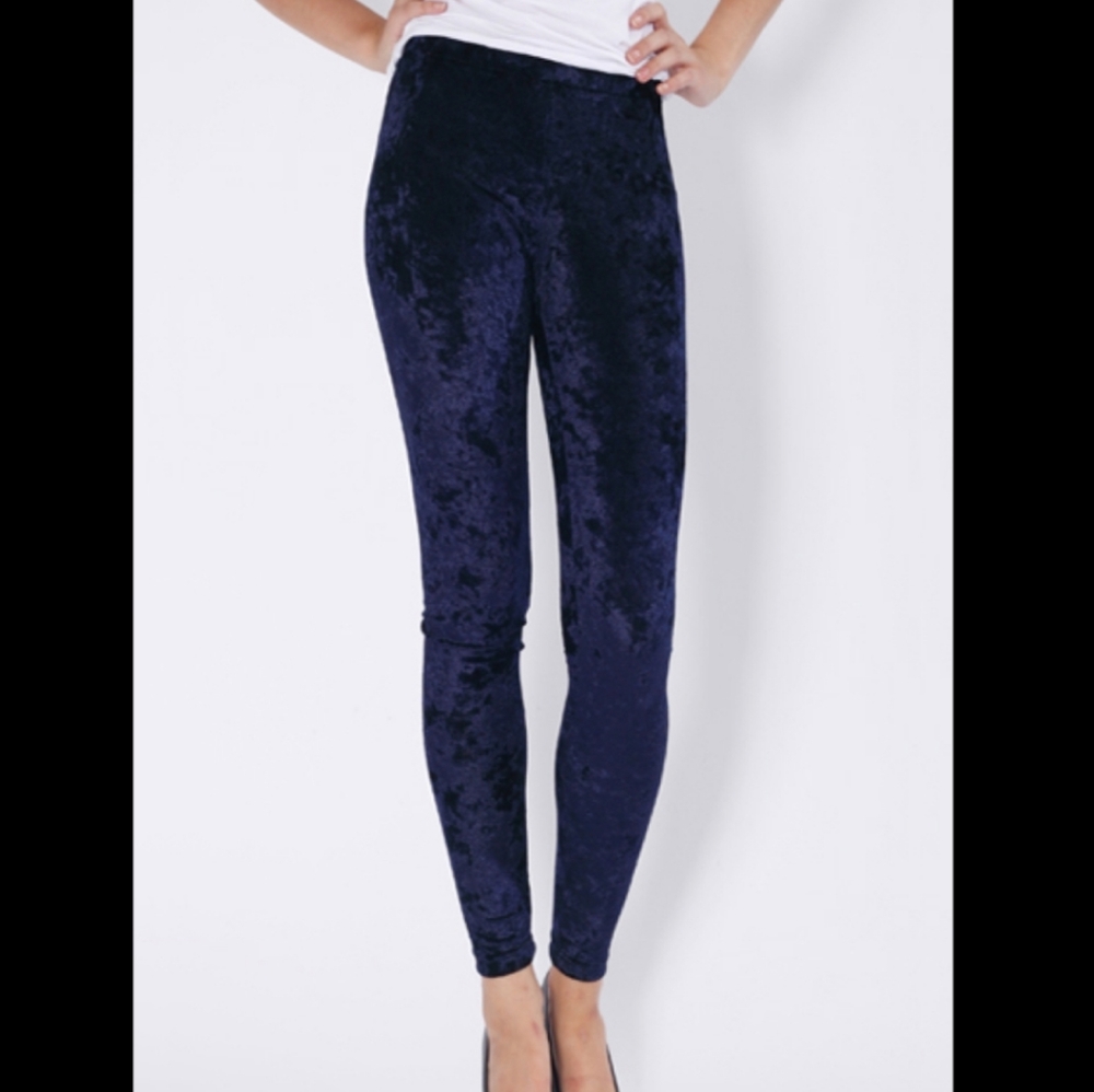 Romwe Blue Velvet Leggings